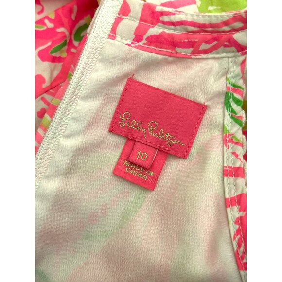 Lilly Pulitzer Girls Floral Halter Dress With Crochet Lace Neckline Size 10 EUC - Picture 4 of 6